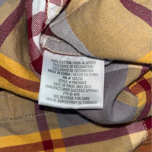 Eddie Bauer Kids Plaid Button Down Shirt yellow burgundy gray white boy's size 7 - Picture 14 of 16